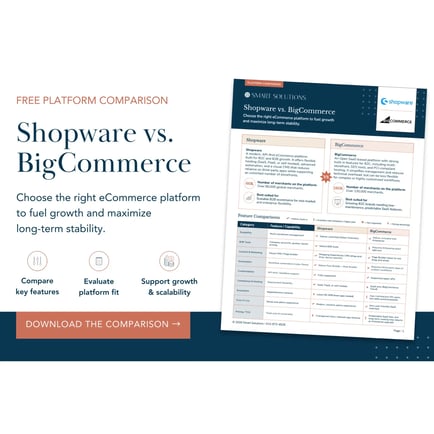 Guide featuring landing page website for Shopware vs BigCommerce