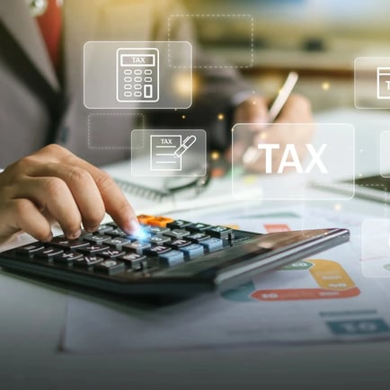 Typing on calculator for taxes