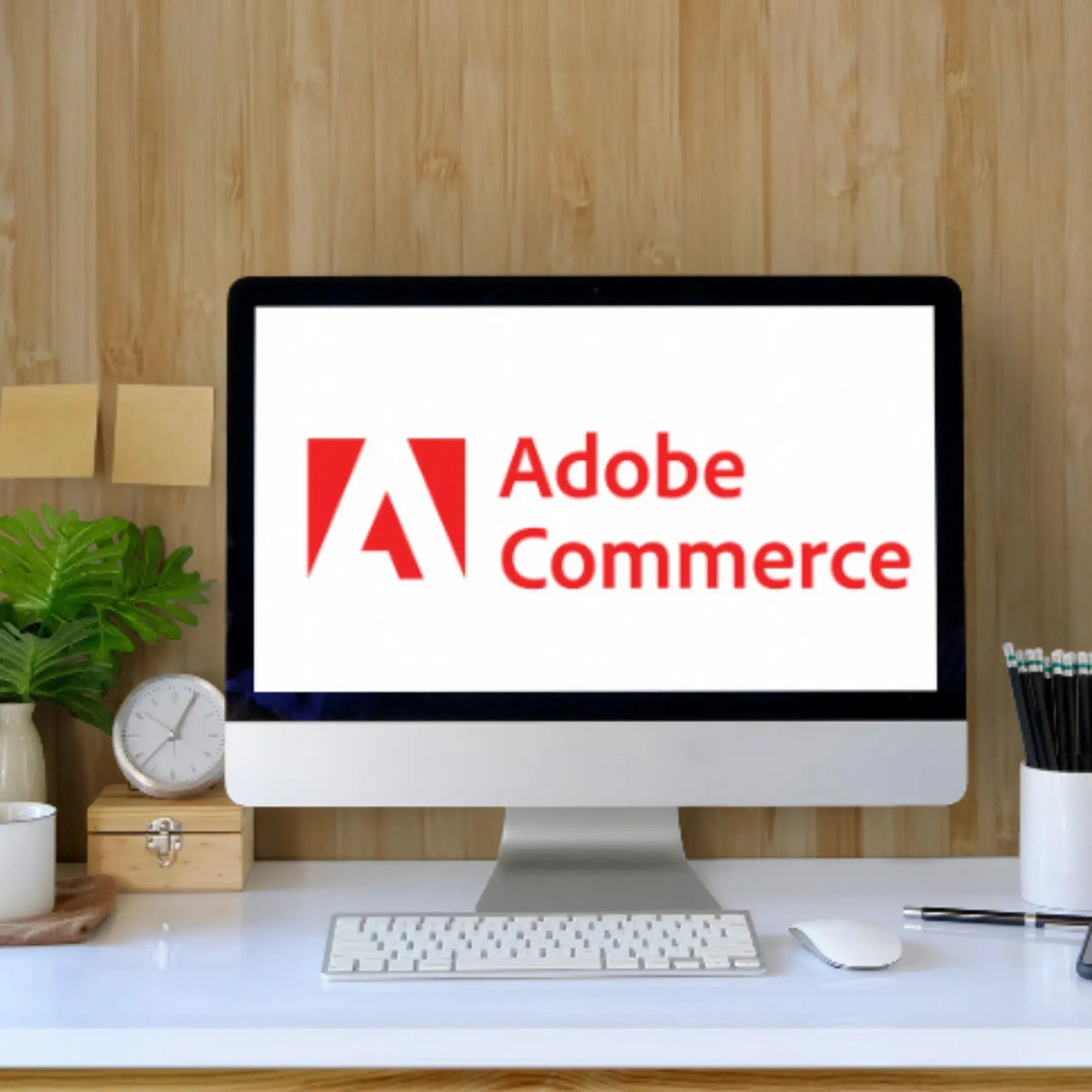 Computer screen featuring adobe commerce platform