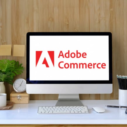 Computer screen featuring adobe commerce platform