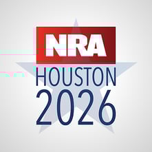 NRA Annual Meeting 2026 Houston logo with star background and bold red NRA banner text