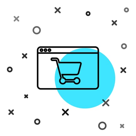 Blue shopping cart for online sales