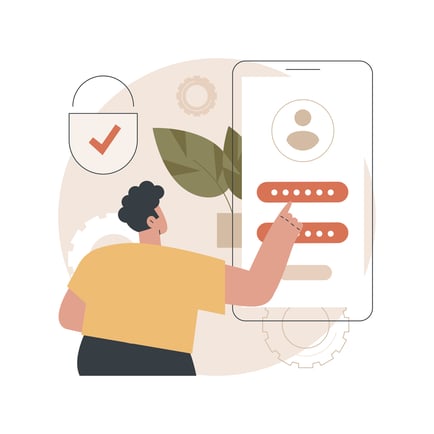 Man typing into personal profile on phone