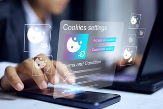 Computer screen showing eCommerce cookie policy banner