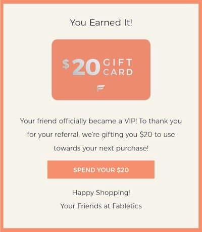 Magento eCommerce Refer a Friend Programs - Fabletics Example